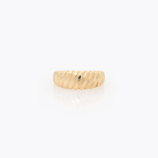 Wide Croissant Ribbed Ring