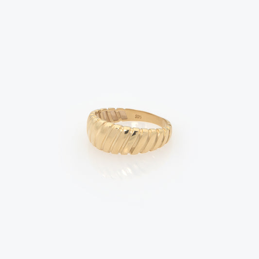 Wide Croissant Ribbed Ring