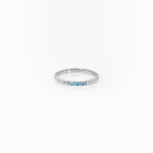 White Gold Delicate Birthstone Ring with 3-5-7 Gems