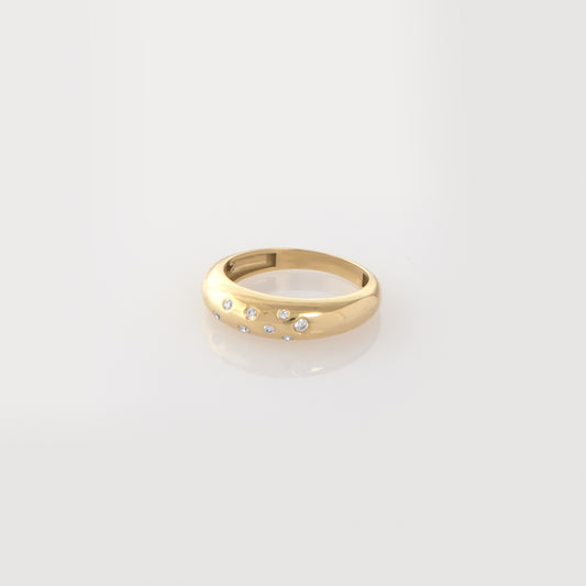 Asymmetrical Stones Gold Ring