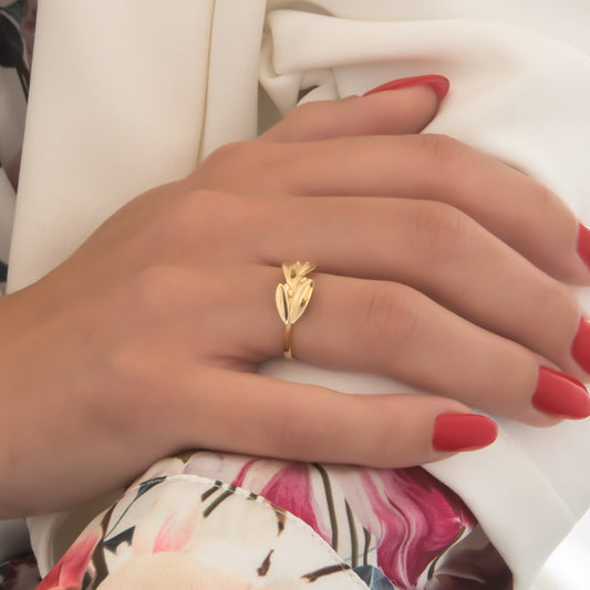 Gold Olive Branch Ring