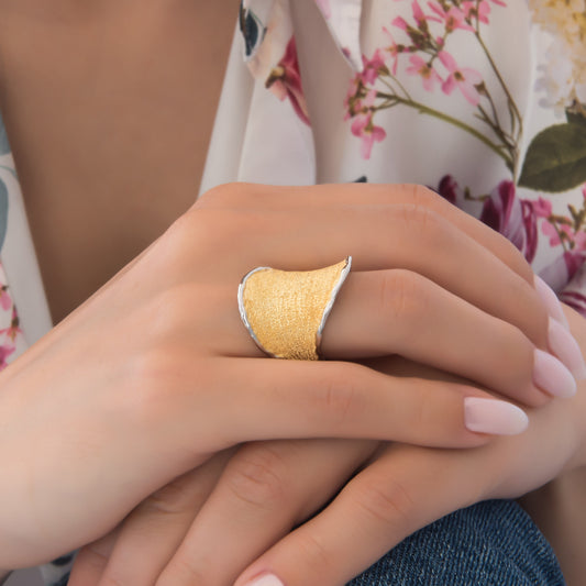 Unique Two-Tone Textured Ring