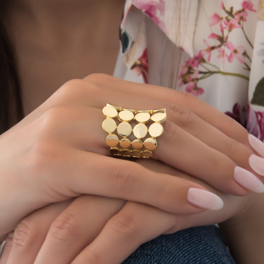 Wide Statement Ring with Circle Design