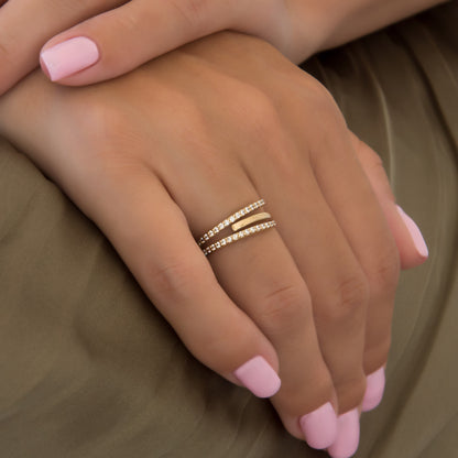 Triple Line Gemstone Ring