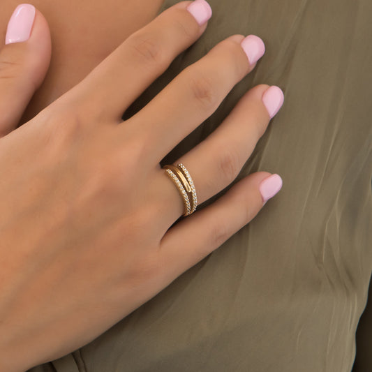 Triple Line Gemstone Ring