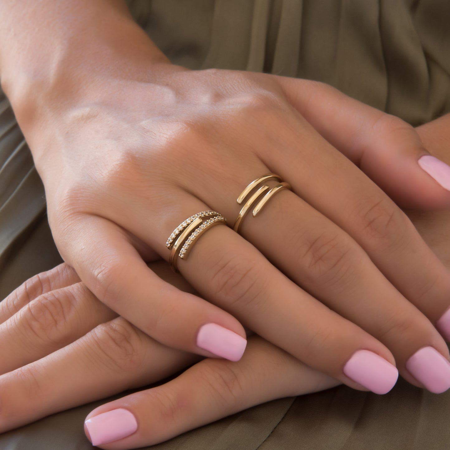 Triple Line Gemstone Ring