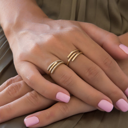 Triple Line Gemstone Ring