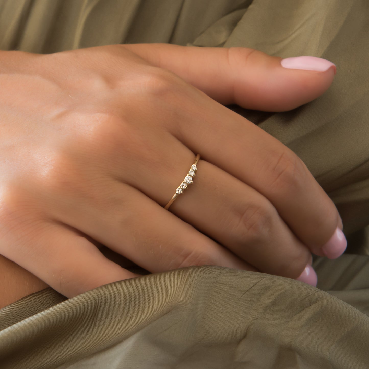 Curved Gemstone Ring
