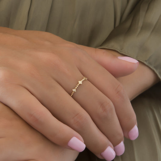 Three Clovers Beaded Ring