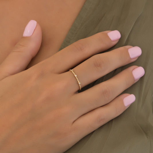 Minimal Diamond Beaded Ring