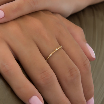 Minimal Diamond Beaded Ring