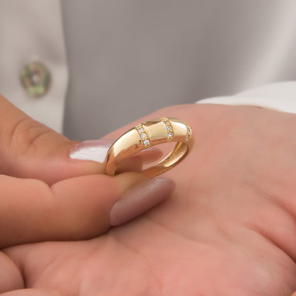 Dome Pave Gemstone Ring