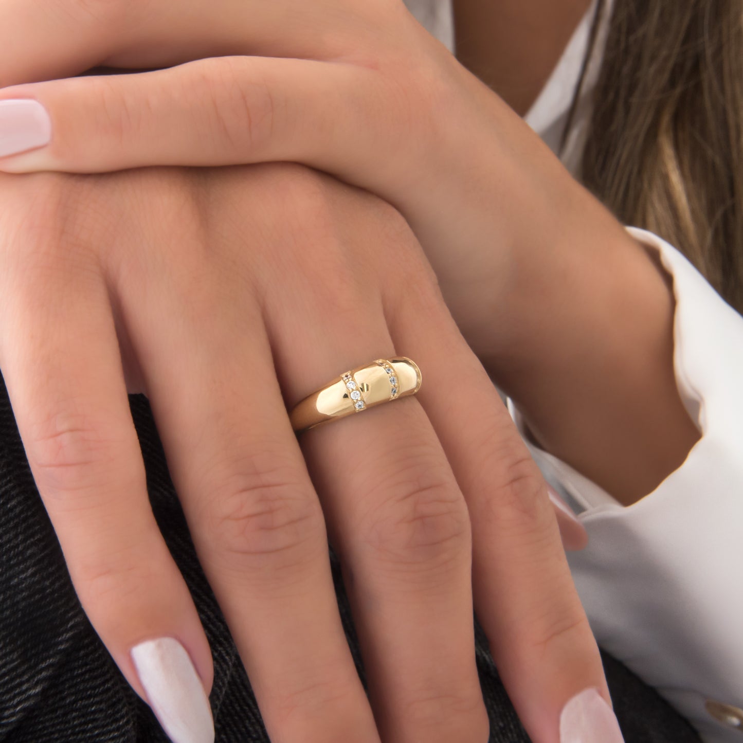 Dome Pave Gemstone Ring