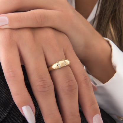 Dome Pave Gemstone Ring