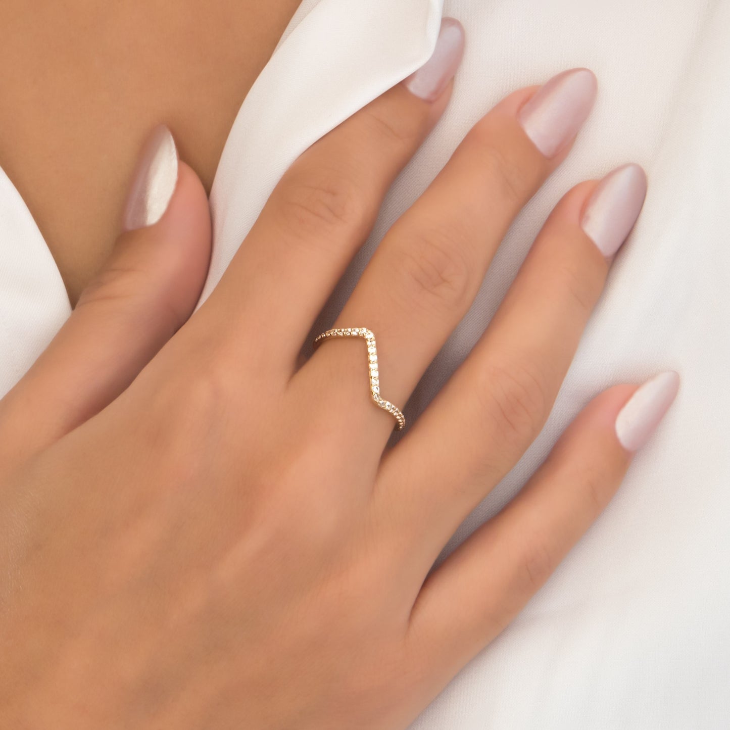 Modern Gemstone Chevron Ring