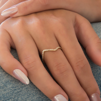 Modern Gemstone Chevron Ring