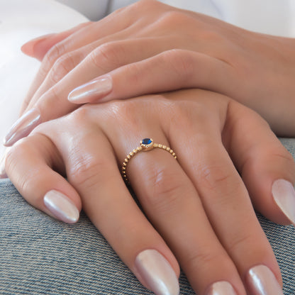 Beaded Solitaire Birthstone Ring