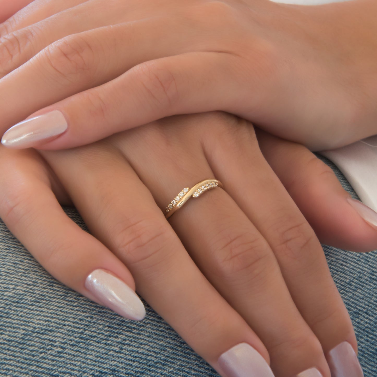 Twisted Bypass Gemstone Ring