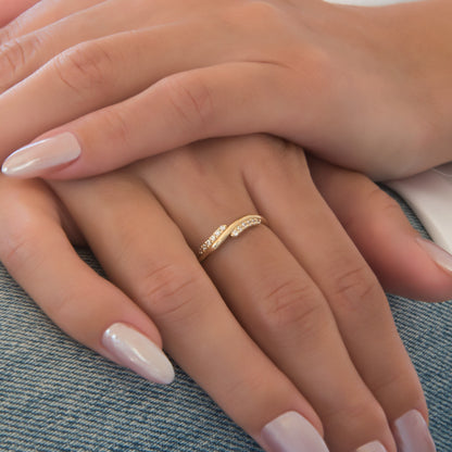 Twisted Bypass Gemstone Ring