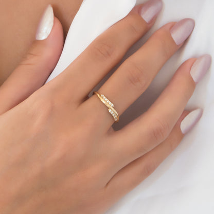 Twisted Bypass Gemstone Ring