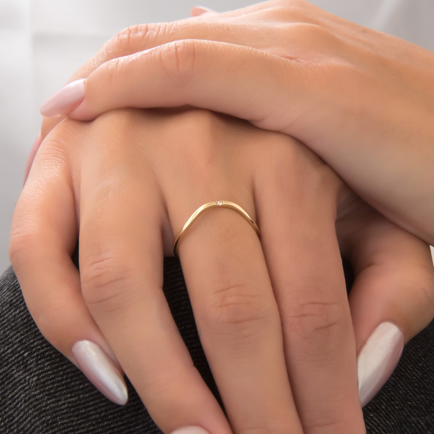 Dainty Wave Stackable Diamond Ring