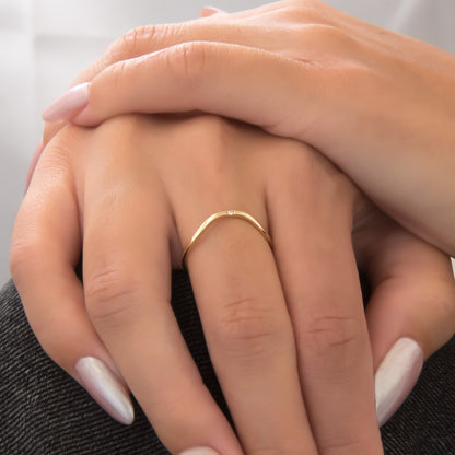 Dainty Wave Stackable Diamond Ring