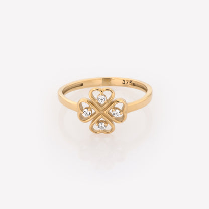 Four Leaf Clover Gemstone Ring