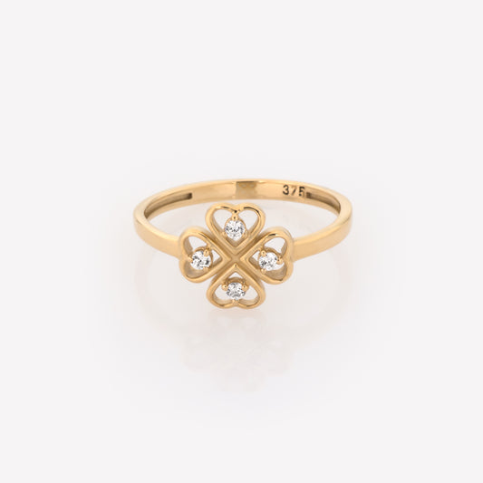 Four Leaf Clover Gemstone Ring