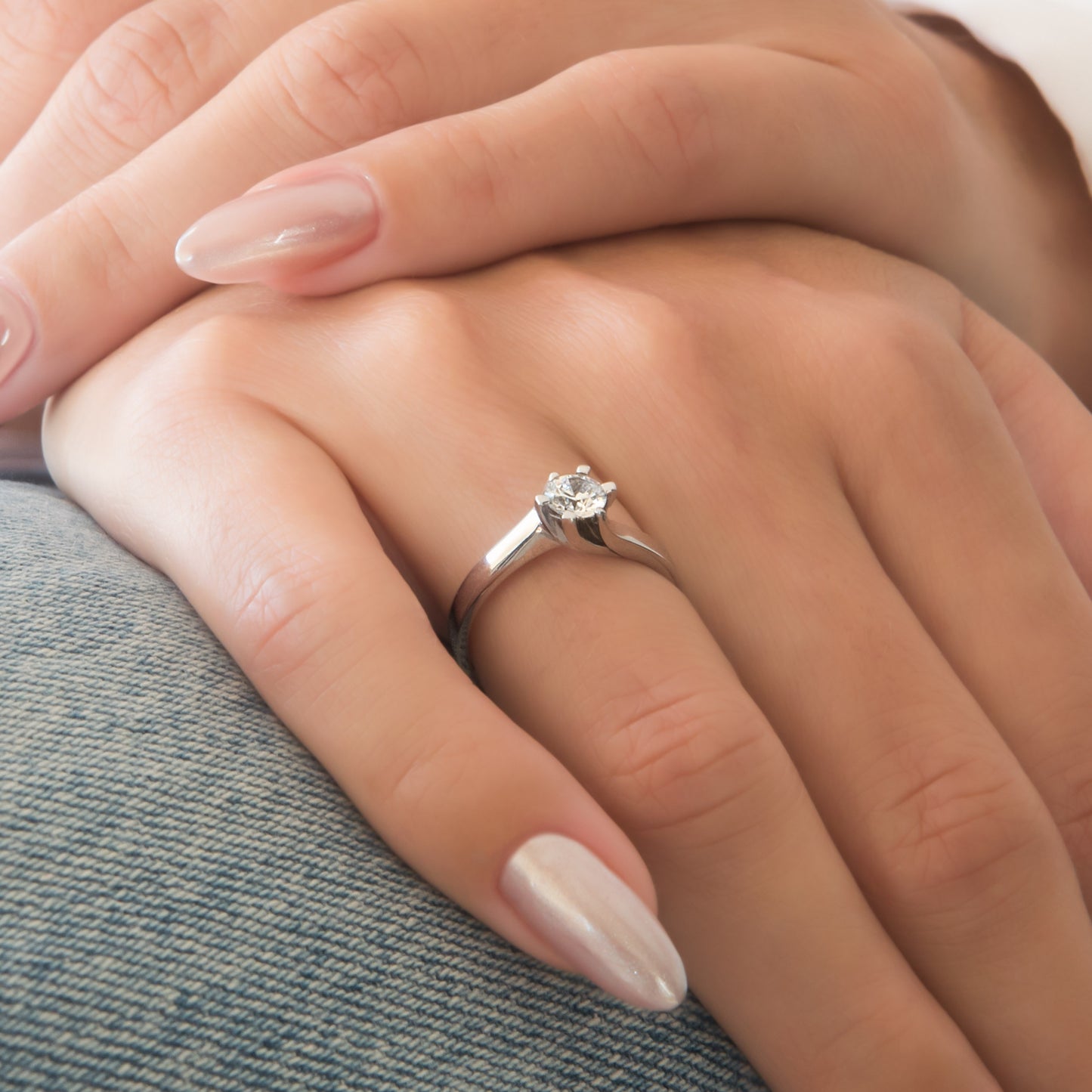 White Gold Solitaire Flame Ring