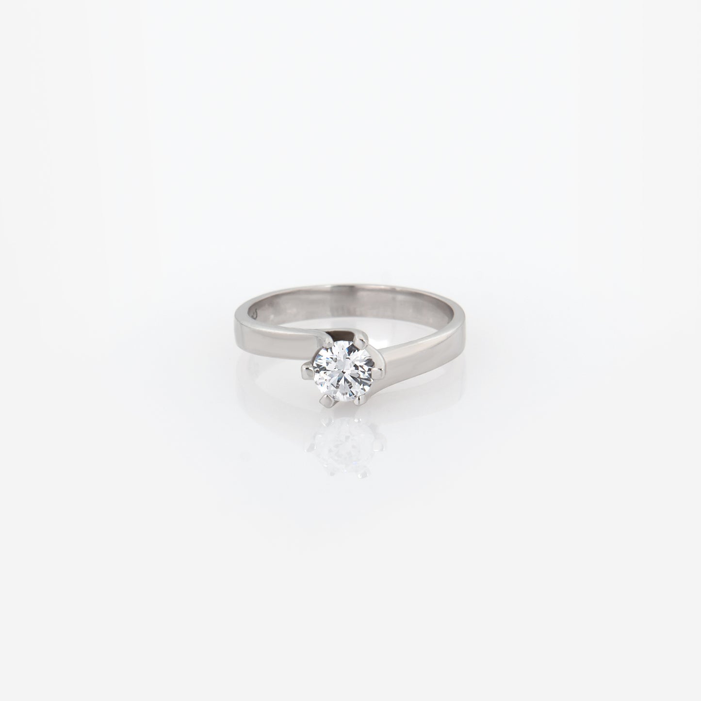 White Gold Solitaire Flame Ring