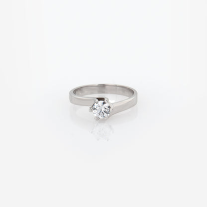 White Gold Solitaire Flame Ring