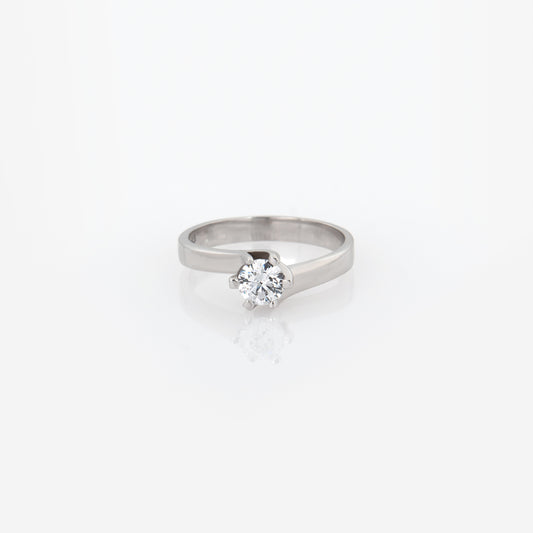 White Gold Solitaire Flame Ring