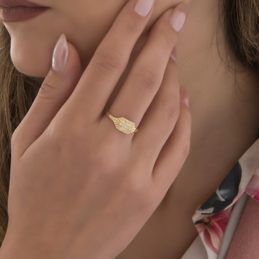 Sunburst Diamond Signet Ring