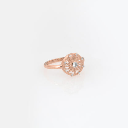 Gold Sunburst Ring with White Stones