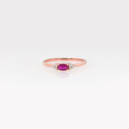 Oval Birthstone Cluster Gold Ring