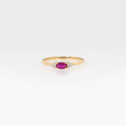 Oval Birthstone Cluster Gold Ring