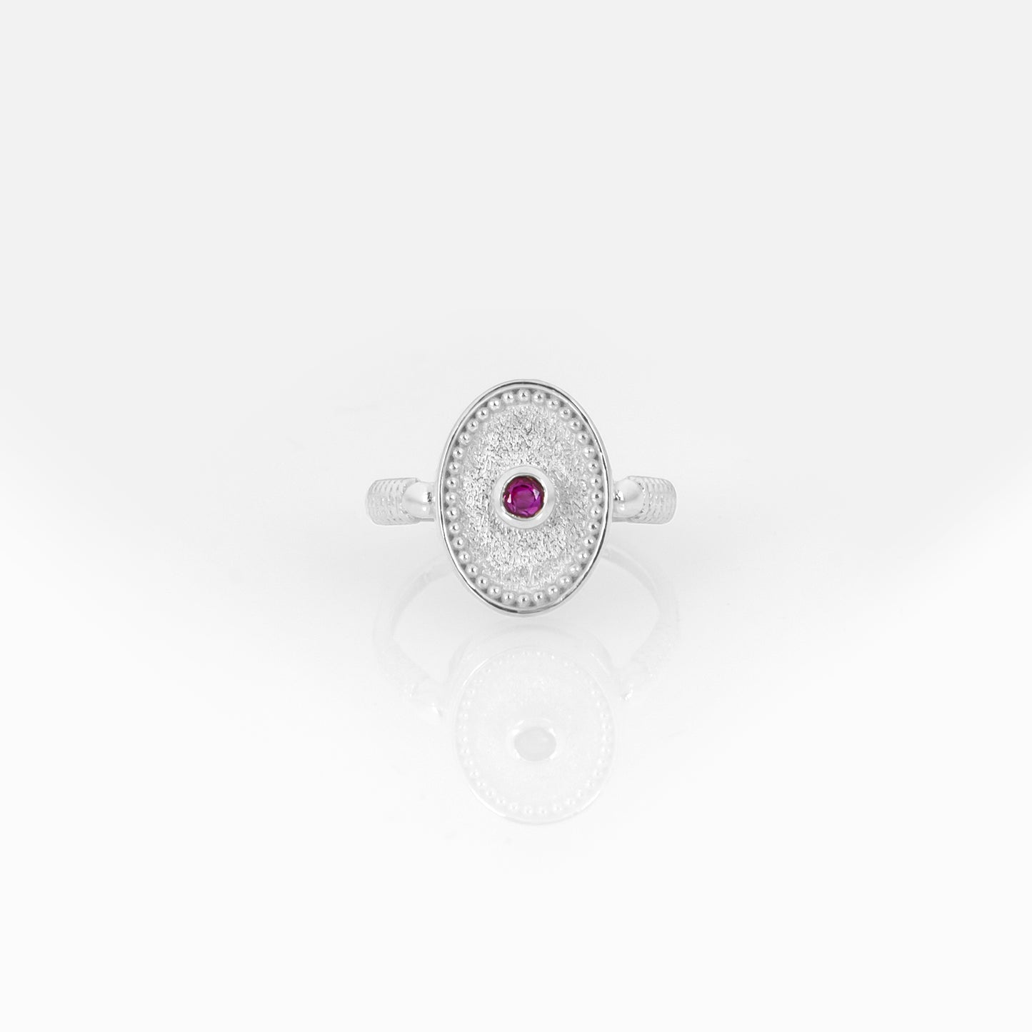 Solid Gold Oval Birthstone Ring – Vintage Milgrain Byzantine Ring