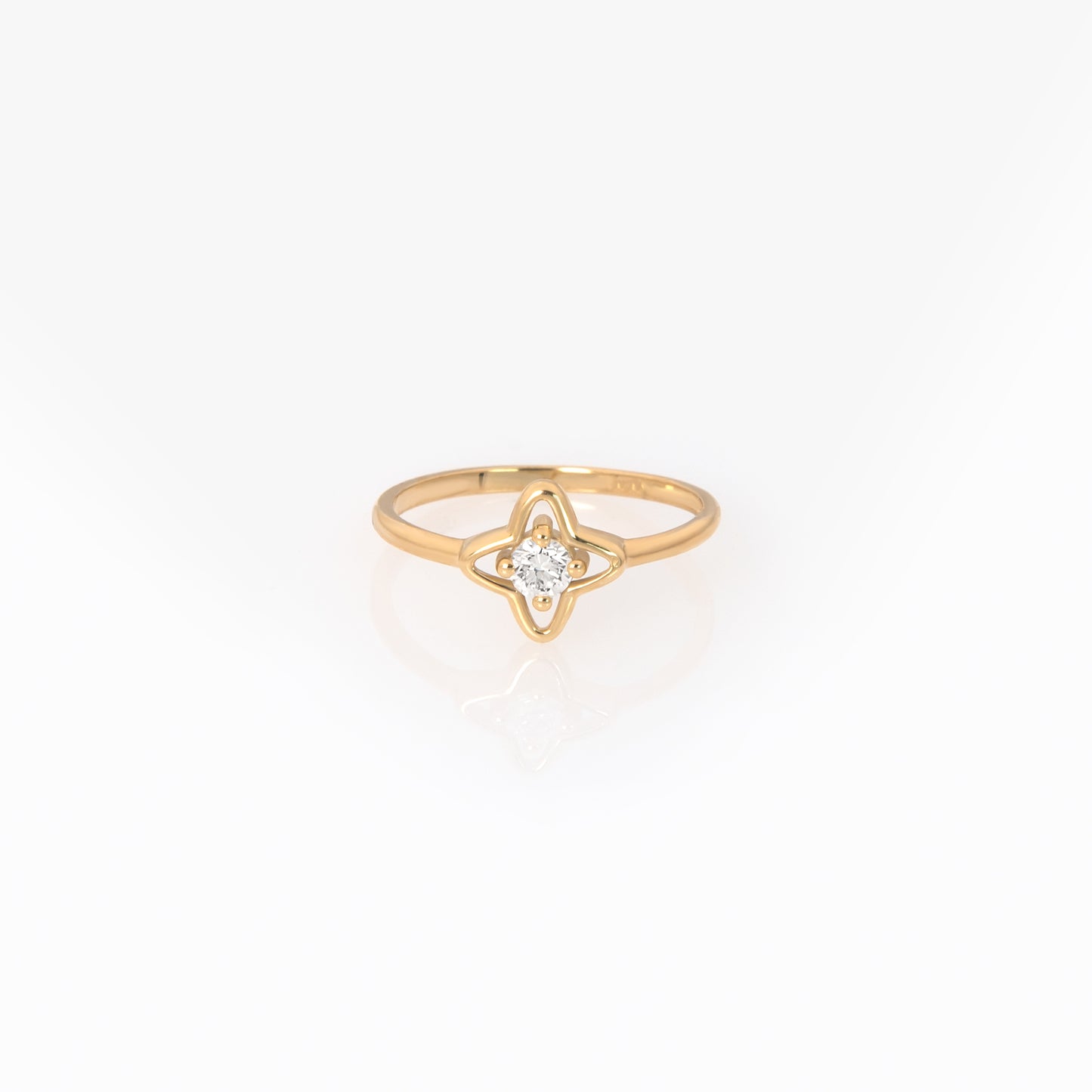 14K Gold Petal Clover Diamond Ring – Lab-Grown Diamond Floral Ring