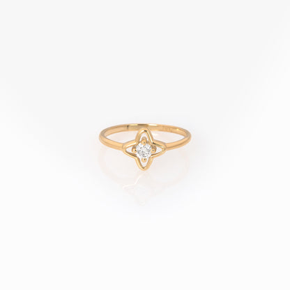 14K Gold Petal Clover Diamond Ring – Lab-Grown Diamond Floral Ring