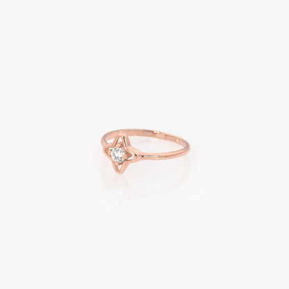 14K Gold Petal Clover Diamond Ring – Lab-Grown Diamond Floral Ring