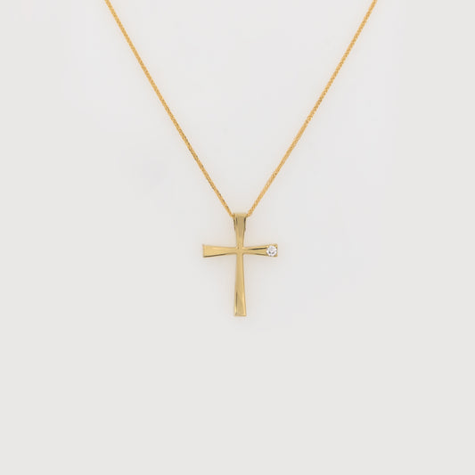 Classic Cross Pendant with Side White CZ