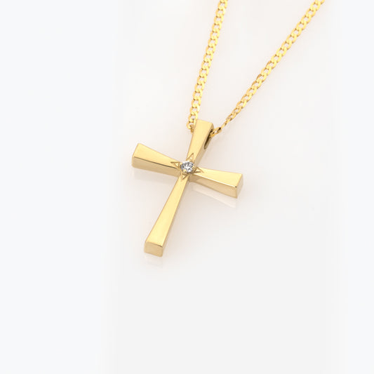 Classic Cross Pendant with Center White CZ