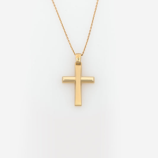 Yellow Gold Sleek Minimalist Cross Pendant