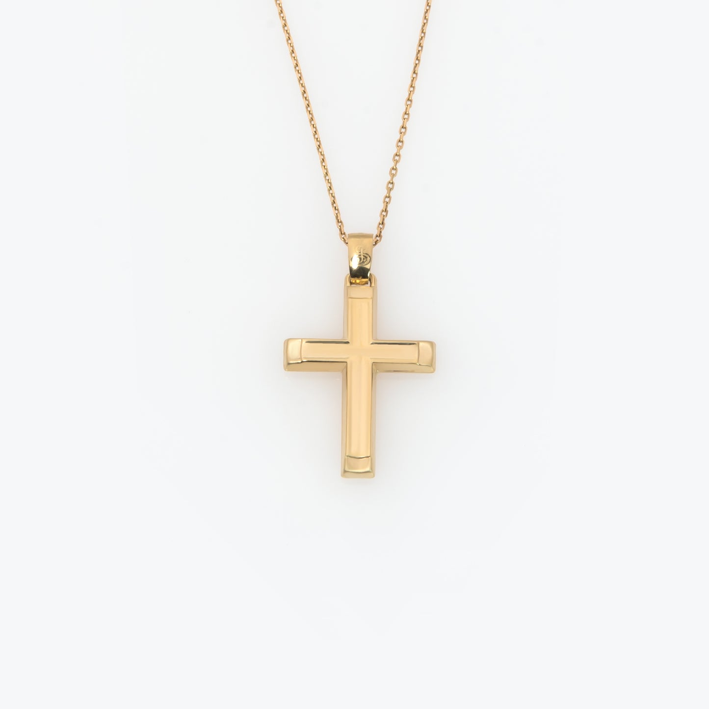 Yellow Gold 9K Double Sided Cross Pendant with Dual Finish & Baptism Engravin