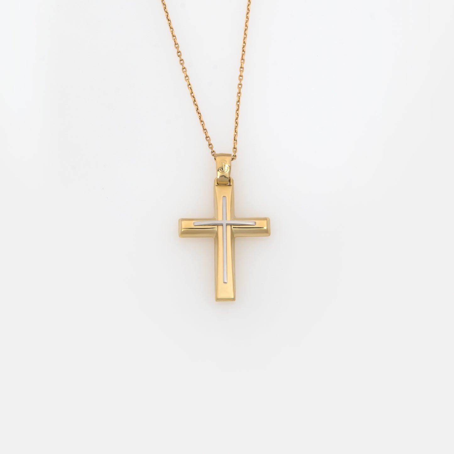 Yellow Gold 9K Double Sided Cross Pendant & Baptism Engravin