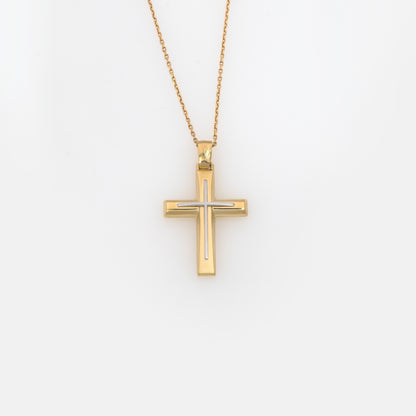 Yellow Gold 9K Double Sided Cross Pendant & Baptism Engravin