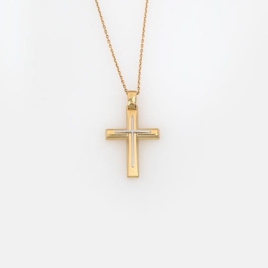 Yellow Gold 9K Double Sided Cross Pendant & Baptism Engravin