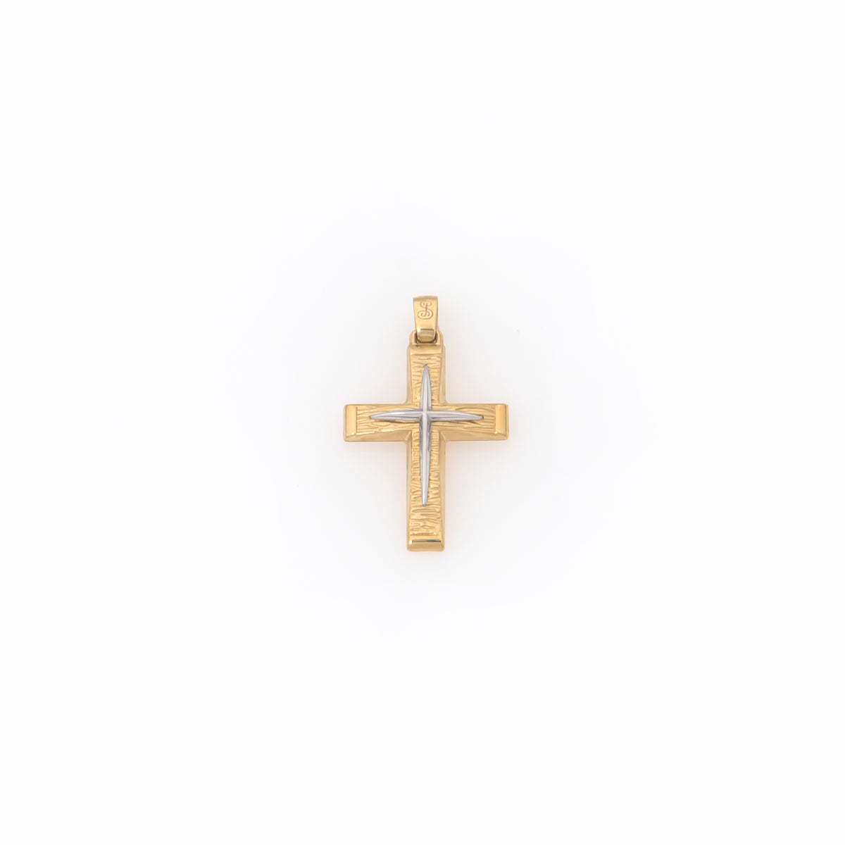 Two-Tone Matte Textured Cross Pendant