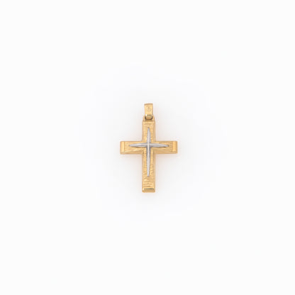 Two-Tone Matte Textured Cross Pendant