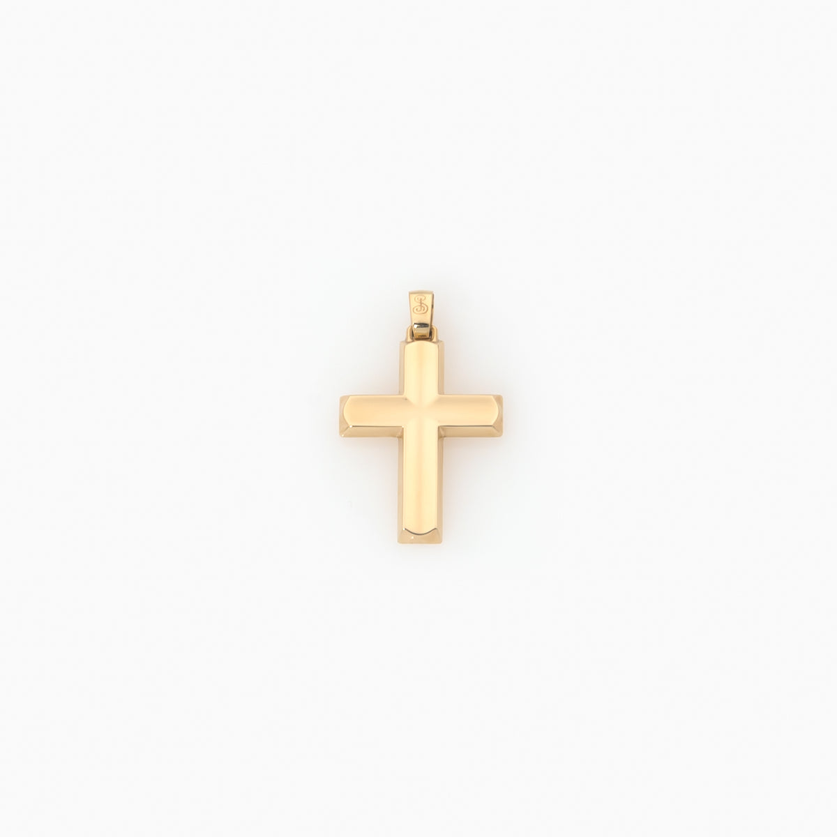 Solid Gold Faceted Cross Pendant with Polished Finish